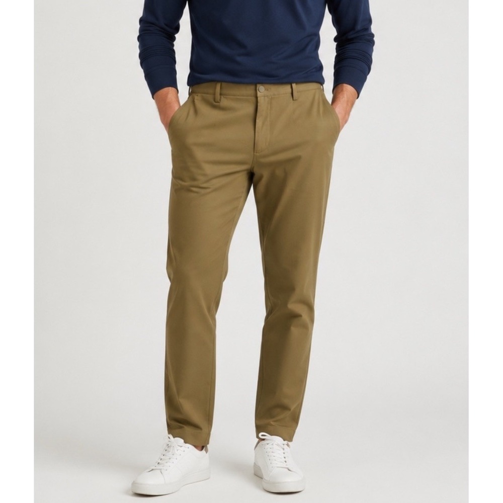 NWT Chaps 36x30‎ Everyday Performance Chino Pants Slim Tapered Tan Golf Trousers